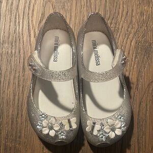Mini Melissa Glittery Silver Kids Dress Shoes